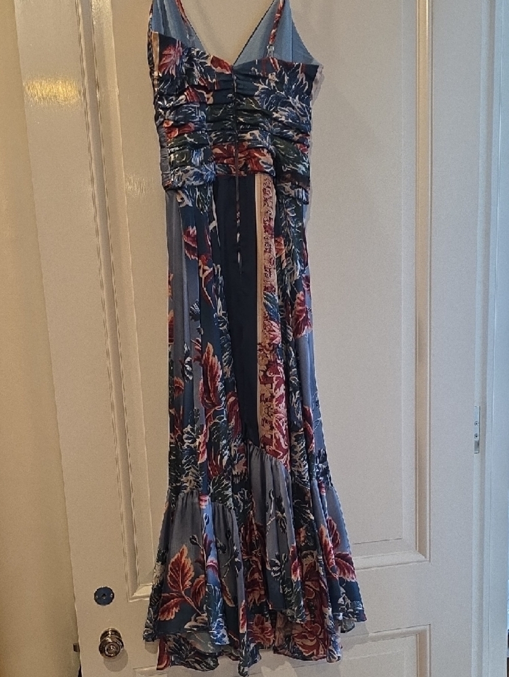 PatBO Blue Floral V-Neck Maxi Dress with Tie Front - Picture 4 of 9